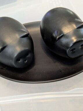 Novica Black Ceramic Pig Salt & Pepper Set - Home Accents
